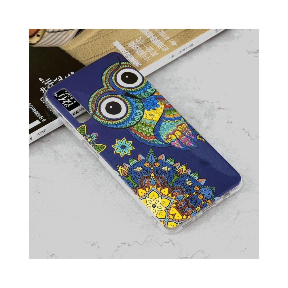 Wewoo - Coque Housse de protection en TPU antichoc motif bleu hibou lumineux pour Galaxy A7 (2018) - Coque, étui smartphone