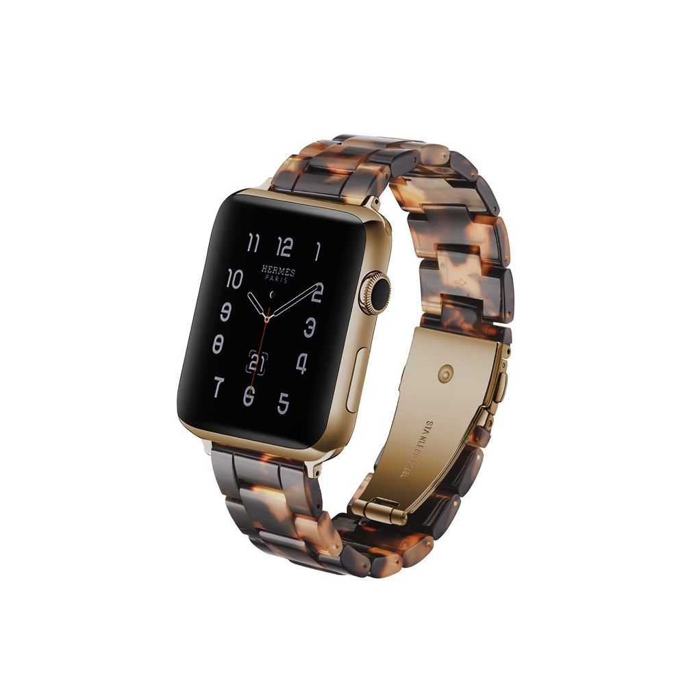 Wewoo - Bracelet de montre en résine Simple Fashion pour Apple Watch séries 5 et 4 40 mm et séries 3 et 2 et 1 38 mm écaille de tortue - Accessoires montres connectées