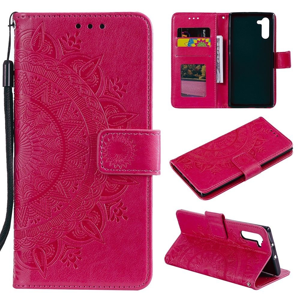 marque generique - Etui en PU fleur rose pour votre Samsung Galaxy Note 10 - Coque, étui smartphone