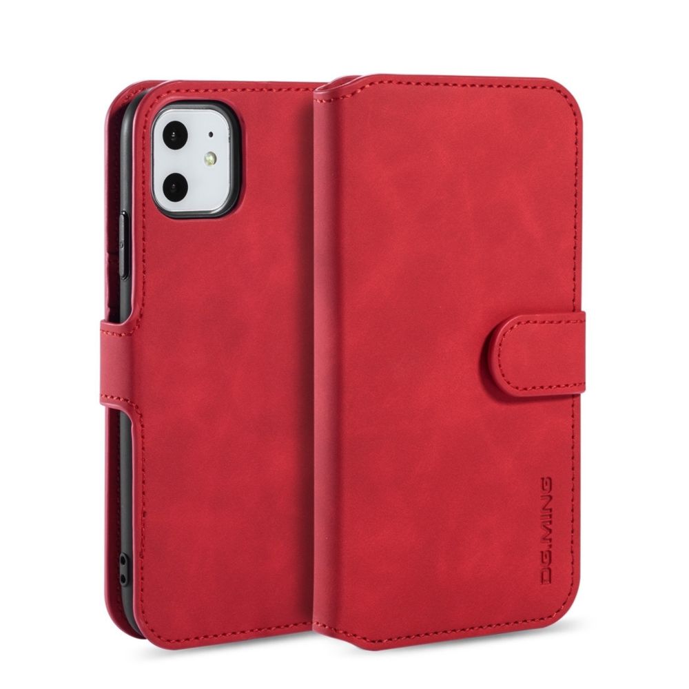 Wewoo - Coque Etui à rabat côté huile avec support logements pour cartes et portefeuille iPhone 11 rouge - Coque, étui smartphone