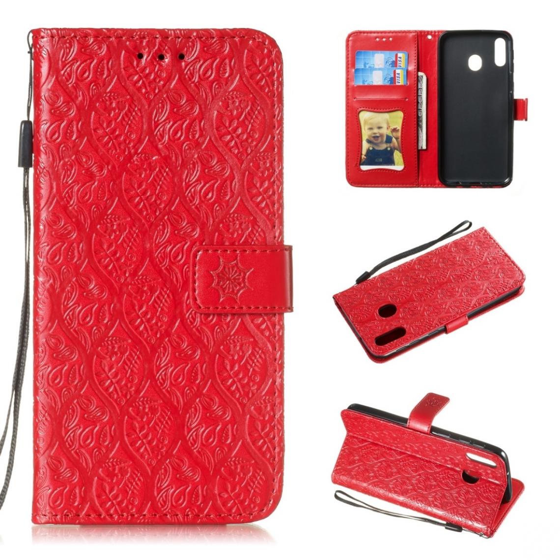 Wewoo - Housse Coque Étui en cuir PU avec empreinte horizontale PU pour Galaxy M20avec porte-cartes et porte-cartesportefeuille et cadre photo Rouge - Coque, étui smartphone