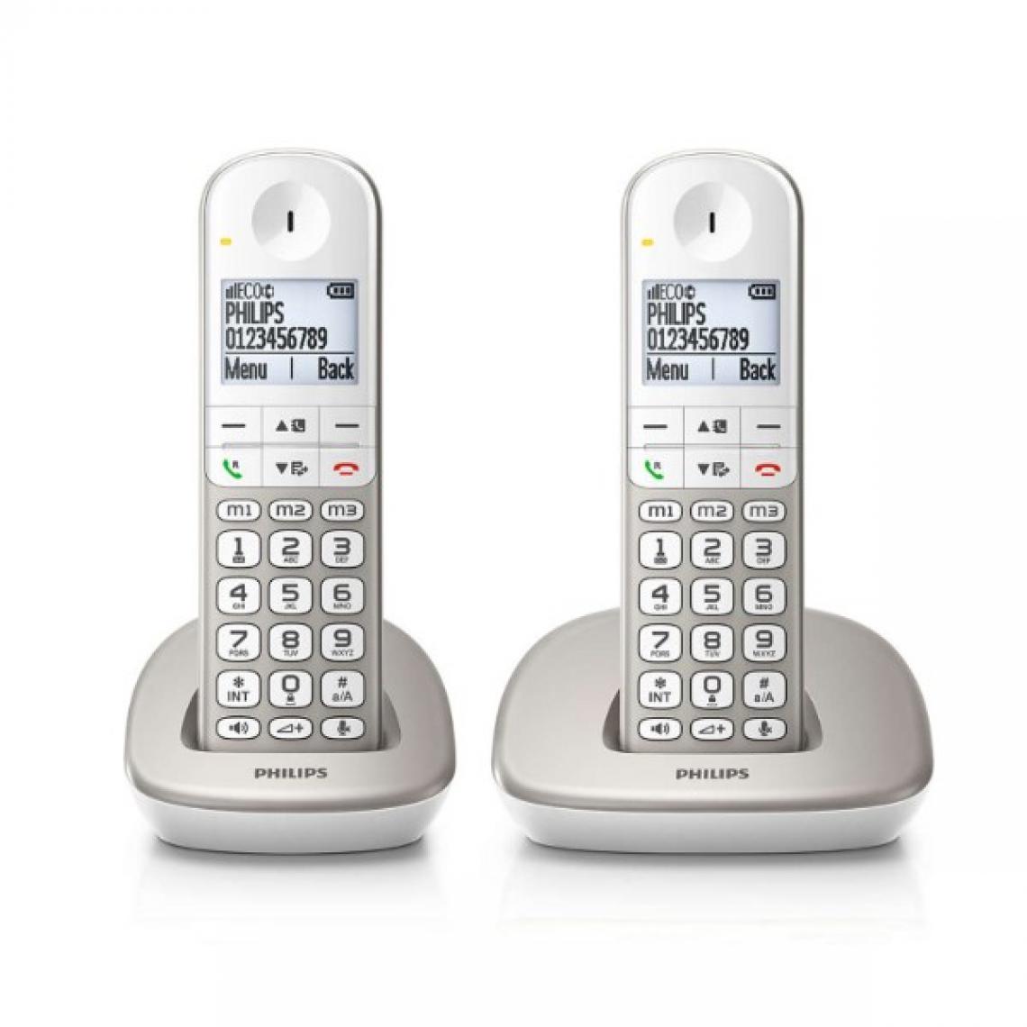 Philips - Téléphone Sans Fil Philips XL4902S/22 1,9" 550 mAh GAP (2 pcs) Blanc - Téléphone fixe sans fil