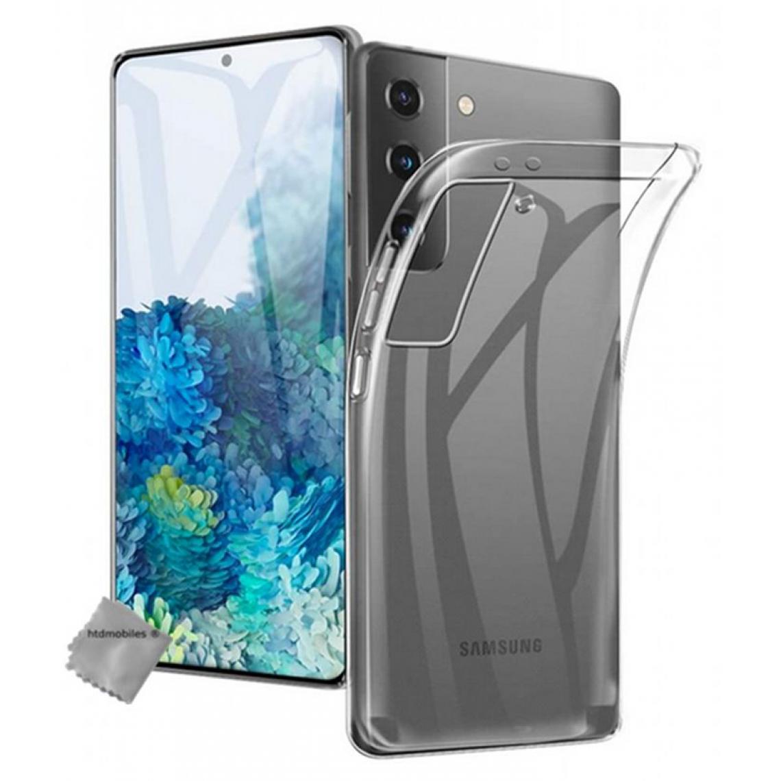 Htdmobiles - Housse etui coque silicone gel Samsung Galaxy S21 5G + verre trempe -TRANSPARENT TPU - Coque, étui smartphone