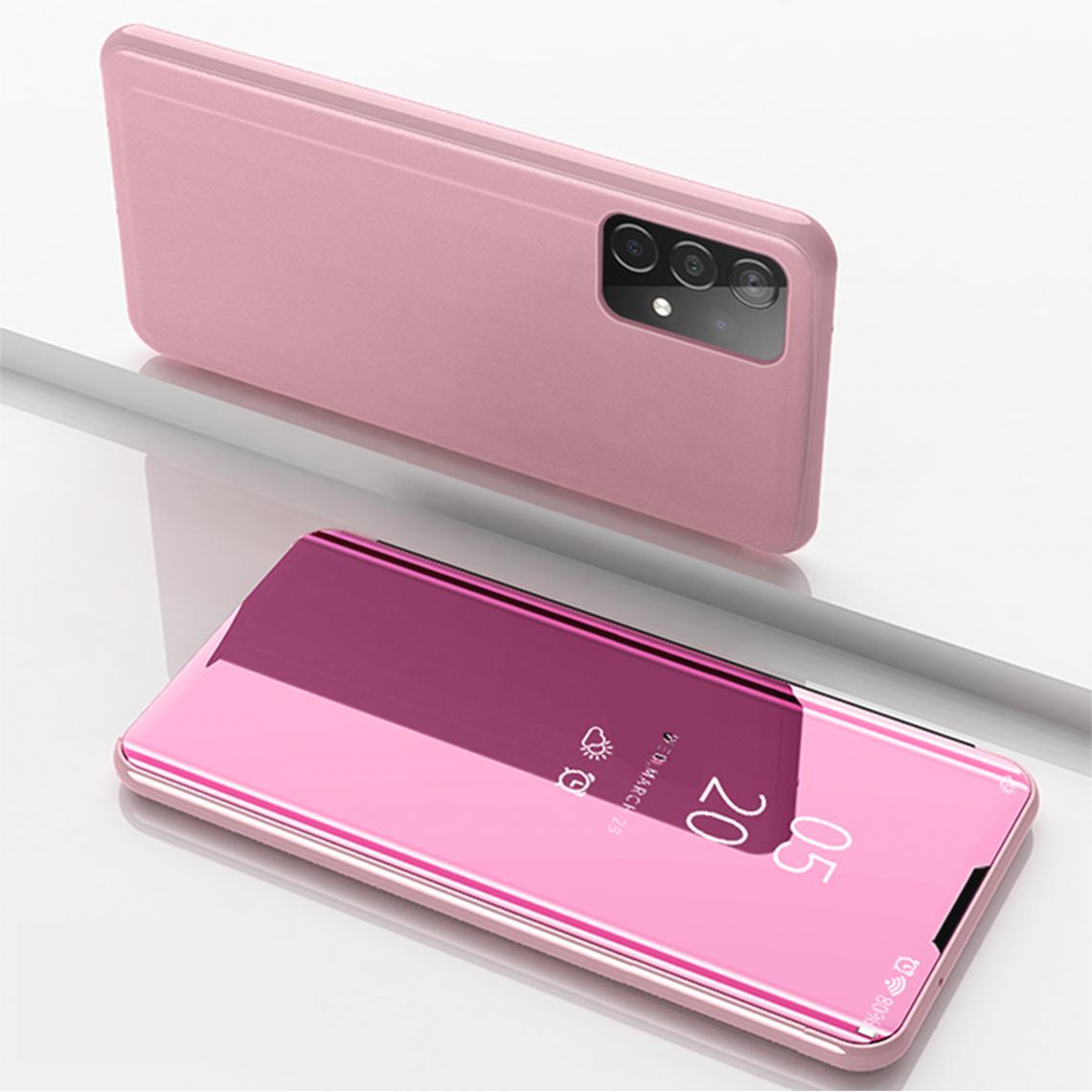 Shot - Clapet Miroir pour "SAMSUNG Galaxy A52" Protection Clear View Maquillage (ROSE) - Coque, étui smartphone