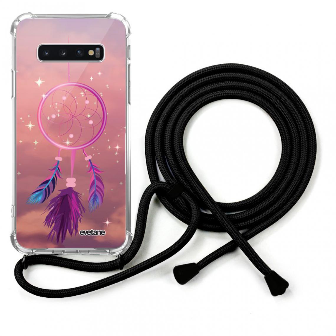 Evetane - Coque Samsung Galaxy S10 coque avec cordon transparente Attrape rêve rose - Coque, étui smartphone