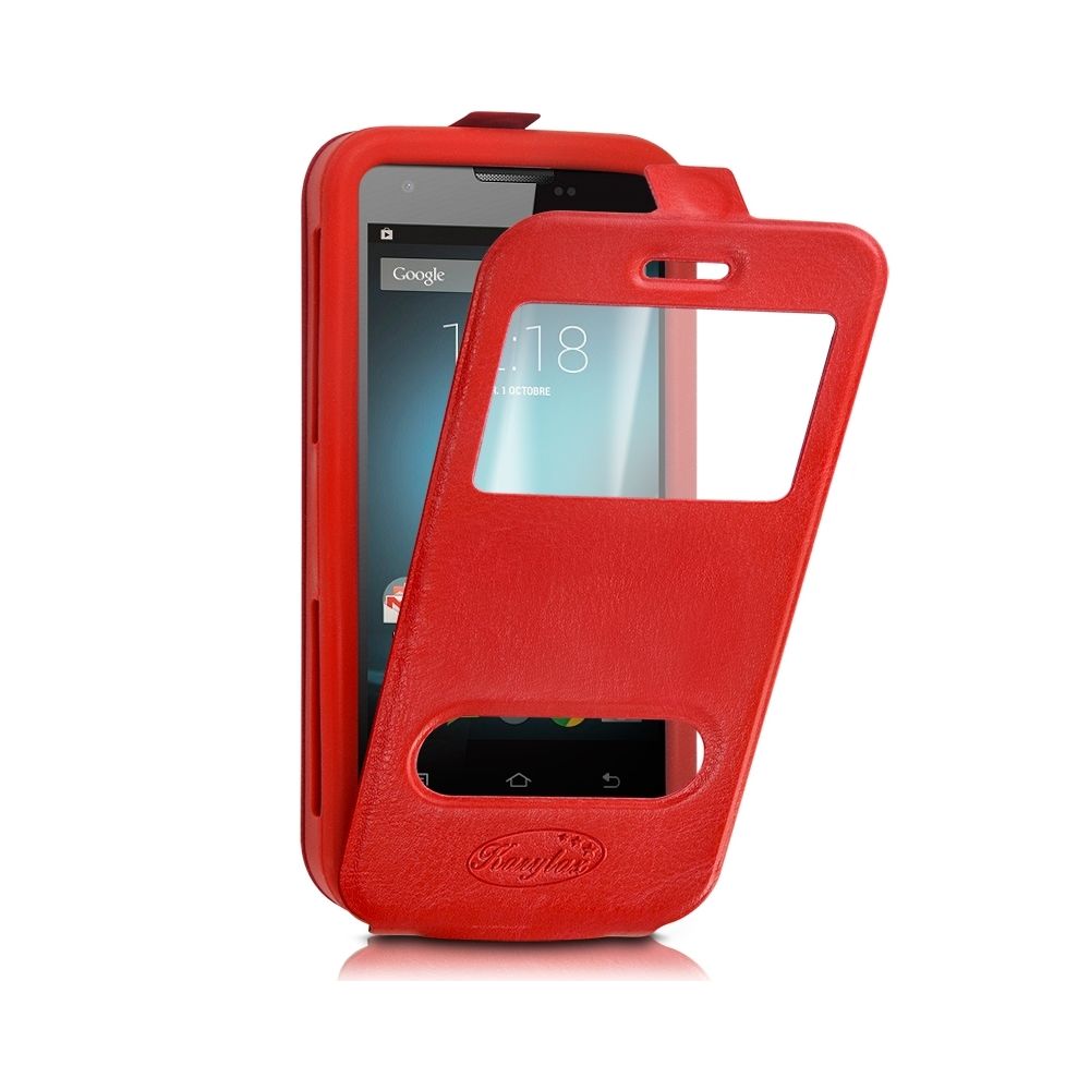 Karylax - Etui de Protection Coque Silicone S-View rouge Universel XL pour Logicom Volt-R - Autres accessoires smartphone