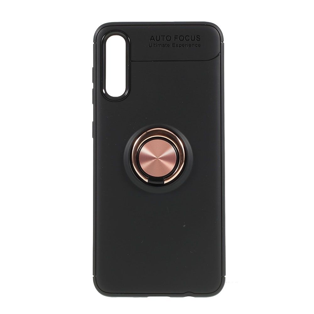 marque generique - Coque en TPU béquille anneau de doigt noir/rose or pour votre Samsung Galaxy A50 - Coque, étui smartphone