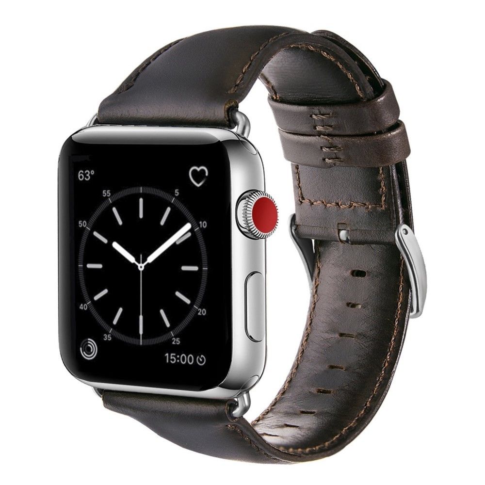 marque generique - Bracelet en cuir véritable couche supérieure populaire café pour votre Apple Watch Series 4 40mm/Series 3/2/1 38mm - Autres accessoires smartphone
