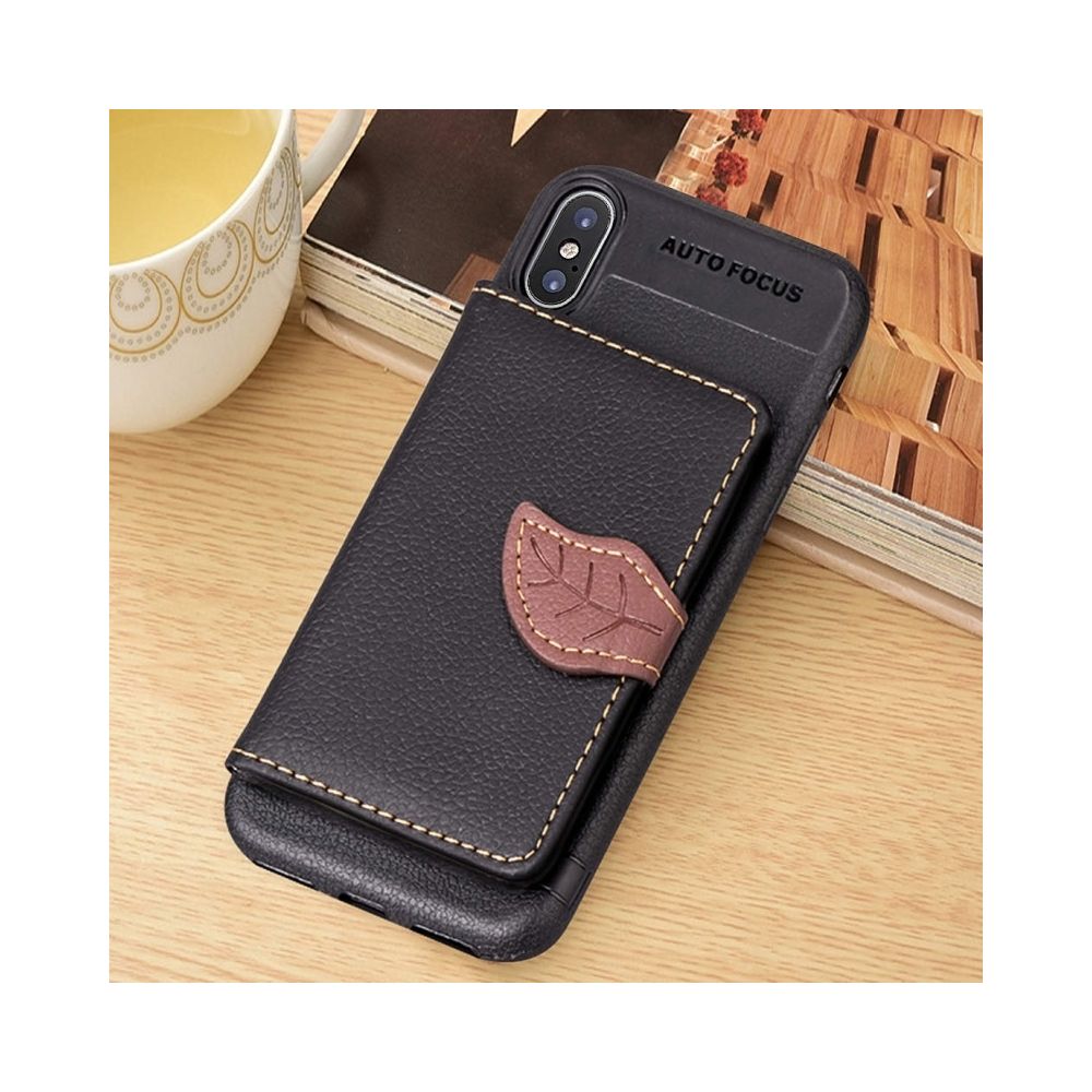 Wewoo - Coque Housse en cuir magnétique pour iPhone X, avec fentes porte-cartes & porte-monnaie & cadre photo noir - Coque, étui smartphone