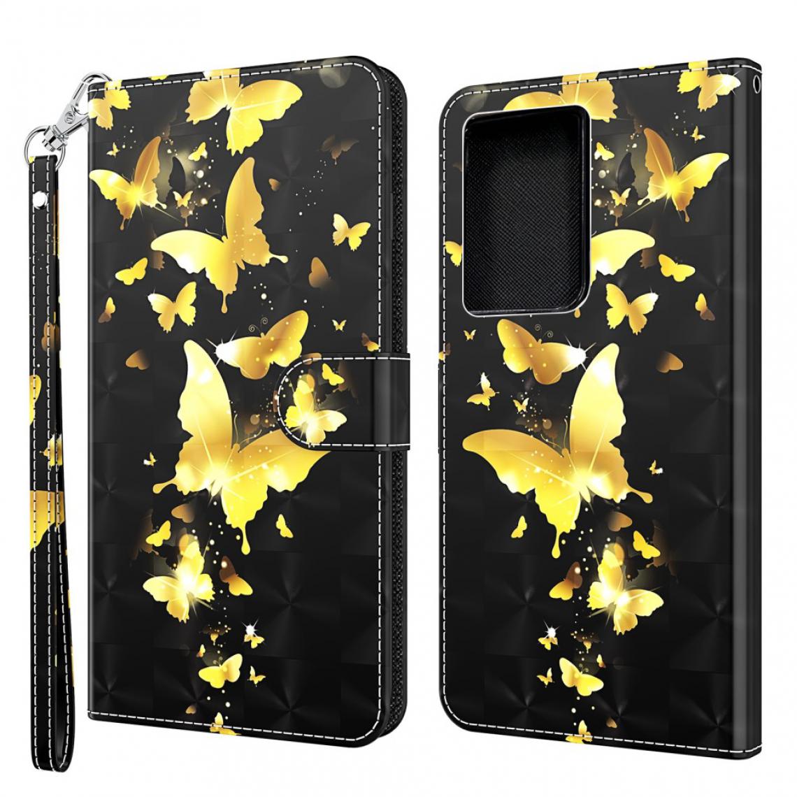 Other - Etui en PU décor de tache lumineuse d'impression de motif avec support et sangle papillon d'or pour votre Samsung Galaxy S30 Ultra/S21 Ultra 5G - Coque, étui smartphone