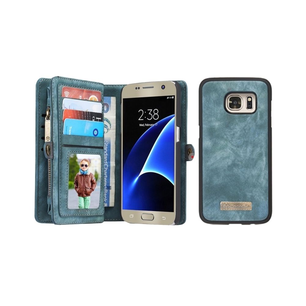 Wewoo - Housse Étui vert pour Samsung Galaxy S7 / G930 multifonction en cuir porte-monnaie avec amovible magnétique PC dos de protection et 10 emplacements cartes 3 encaissements 2 cadres photo 1 portefeuille à glissière 3 fermoirs magnétiques support - Coque, étui smartphone