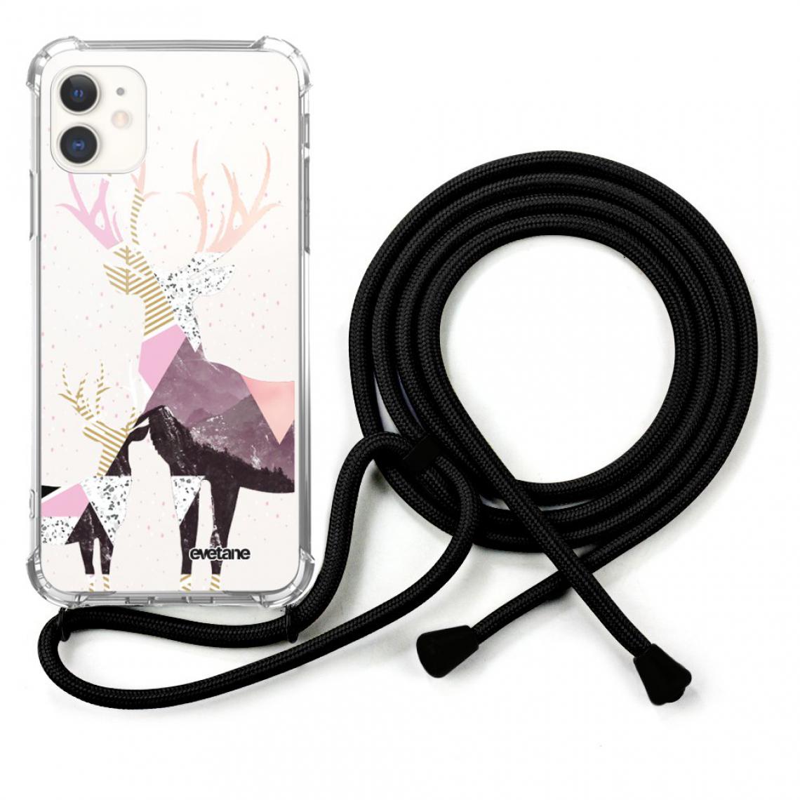 Evetane - Coque iPhone 12 Mini coque avec cordon Cerfs motifs - Coque, étui smartphone