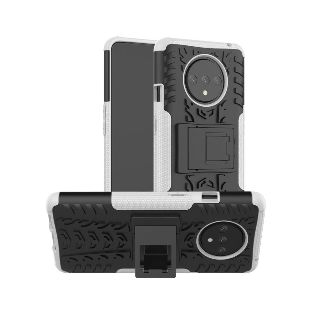 Wewoo - Coque Pour OnePlus 7T Texture de pneu TPU antichoc + PC Housse de protection avec support blanc - Coque, étui smartphone