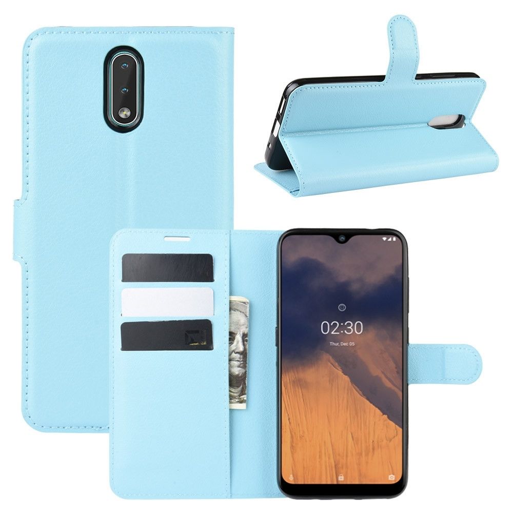 Wewoo - Housse Coque Pour Nokia 2.3 Litchi Texture de protection à rabat horizontal avec support et fentes cartes et portefeuille bleu - Coque, étui smartphone