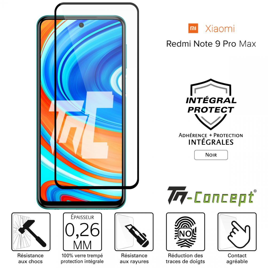 Tm Concept - Verre trempé intégral - Xiaomi Redmi Note 9 Pro Max - Noir - TM Concept® - Protection écran smartphone