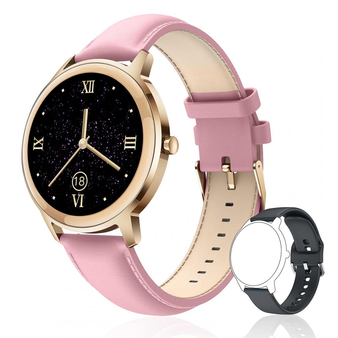 Chronotech Montres - Chronus Smart Watch for Women - Fitness Watch Sports Tracker with Heart Rate Sleep Monitoring Blood Pressure Measurement Message Reminder Pedometer IP67 Waterproof Smart Watches for Android & IOS(Rose) - Montre connectée