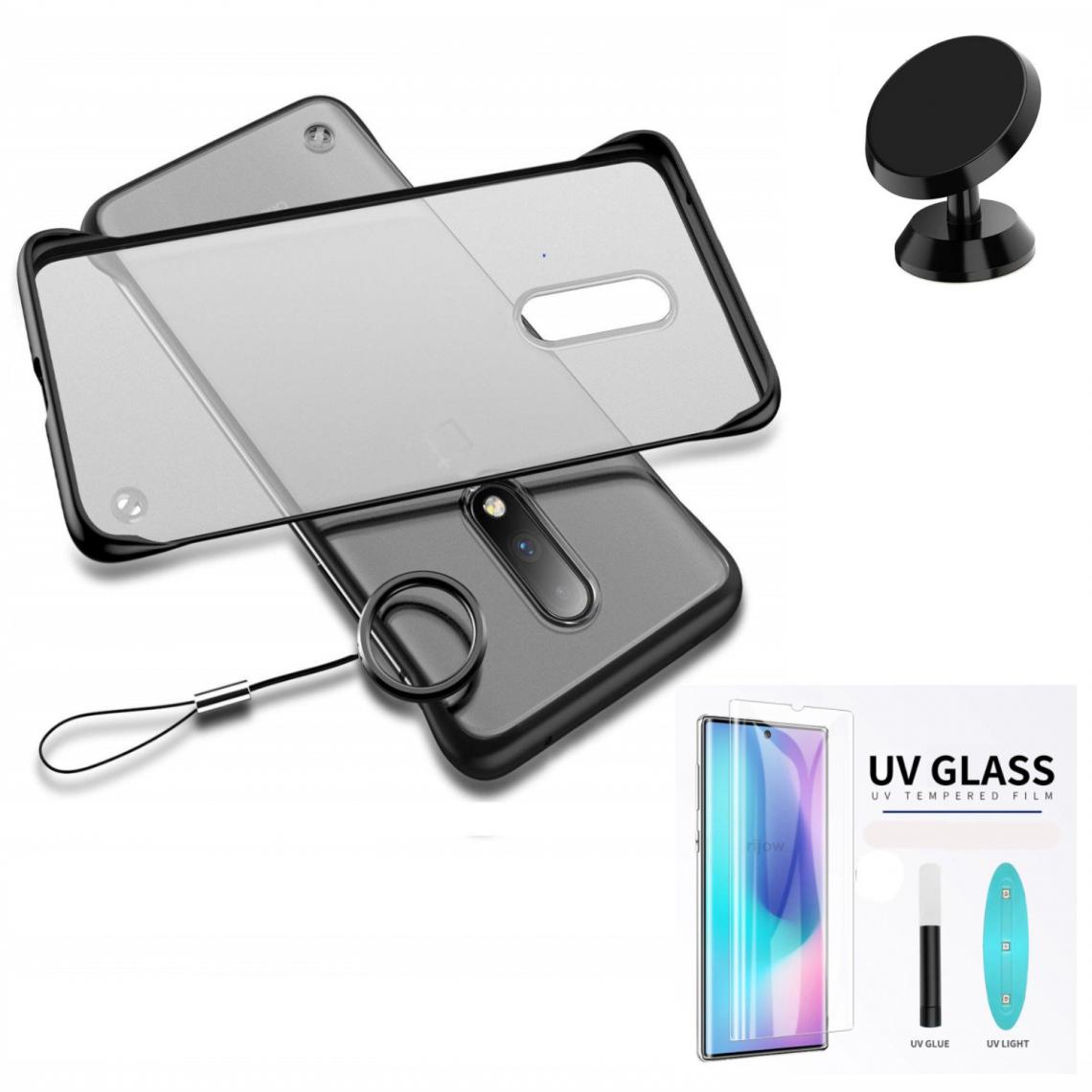 Phonecare - Kit Verre Trempé Nano Curved UV + Coque Invisible Bumper + Support Magnétique de Voiture - Samsung S10 Plus - Noir - Coque, étui smartphone