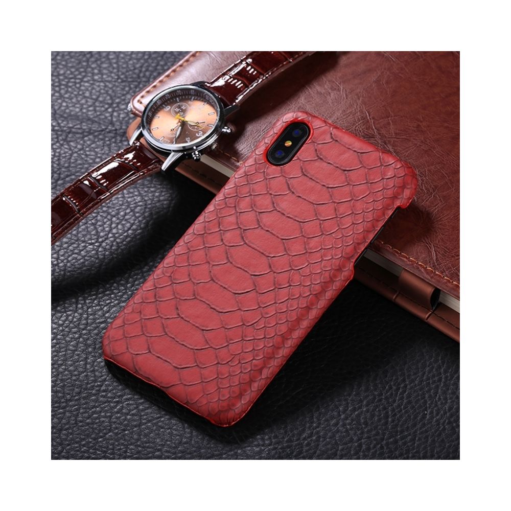Wewoo - Coque rouge pour iPhone X Texture peau de serpent pâte de protection étui de arrière - Coque, étui smartphone