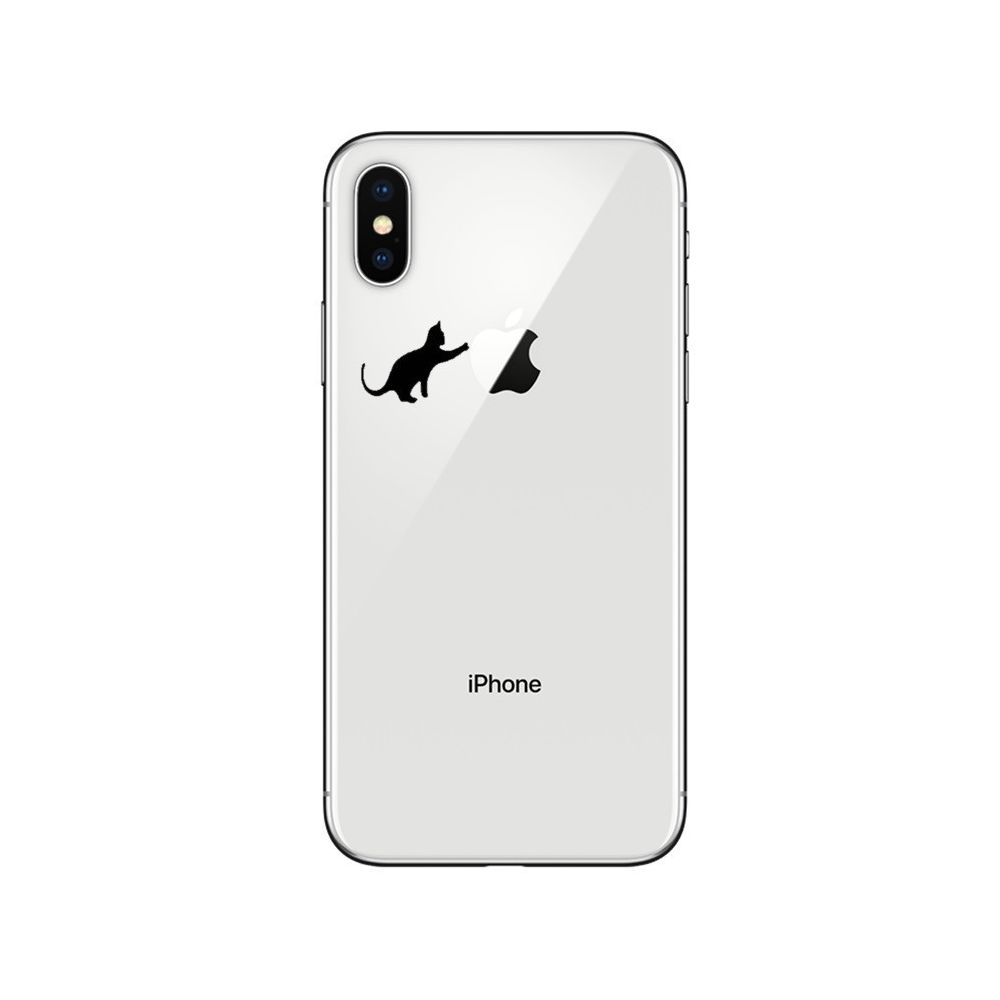 Shot - Coque Silicone IPHONE Xs Chat Fun APPLE Cat Noir Joue Pomme Transparente Protection Gel Souple - Coque, étui smartphone