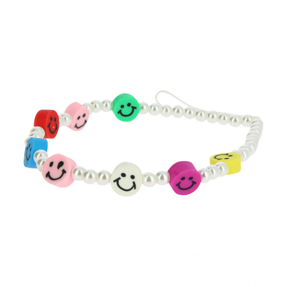 Avizar - Bijou de Téléphone Bracelet à Perles et Smiley multicolores Collection Smile - Autres accessoires smartphone