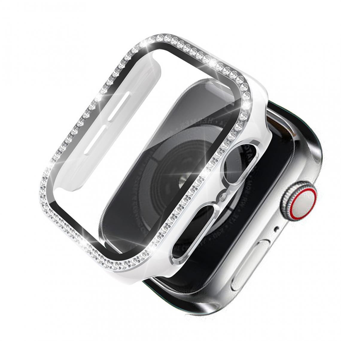 Other - Coque en TPU Cadre en cristal de galvanoplastie blanc/argent pour votre Apple Watch 4/5/6/SE 40mm - Accessoires bracelet connecté