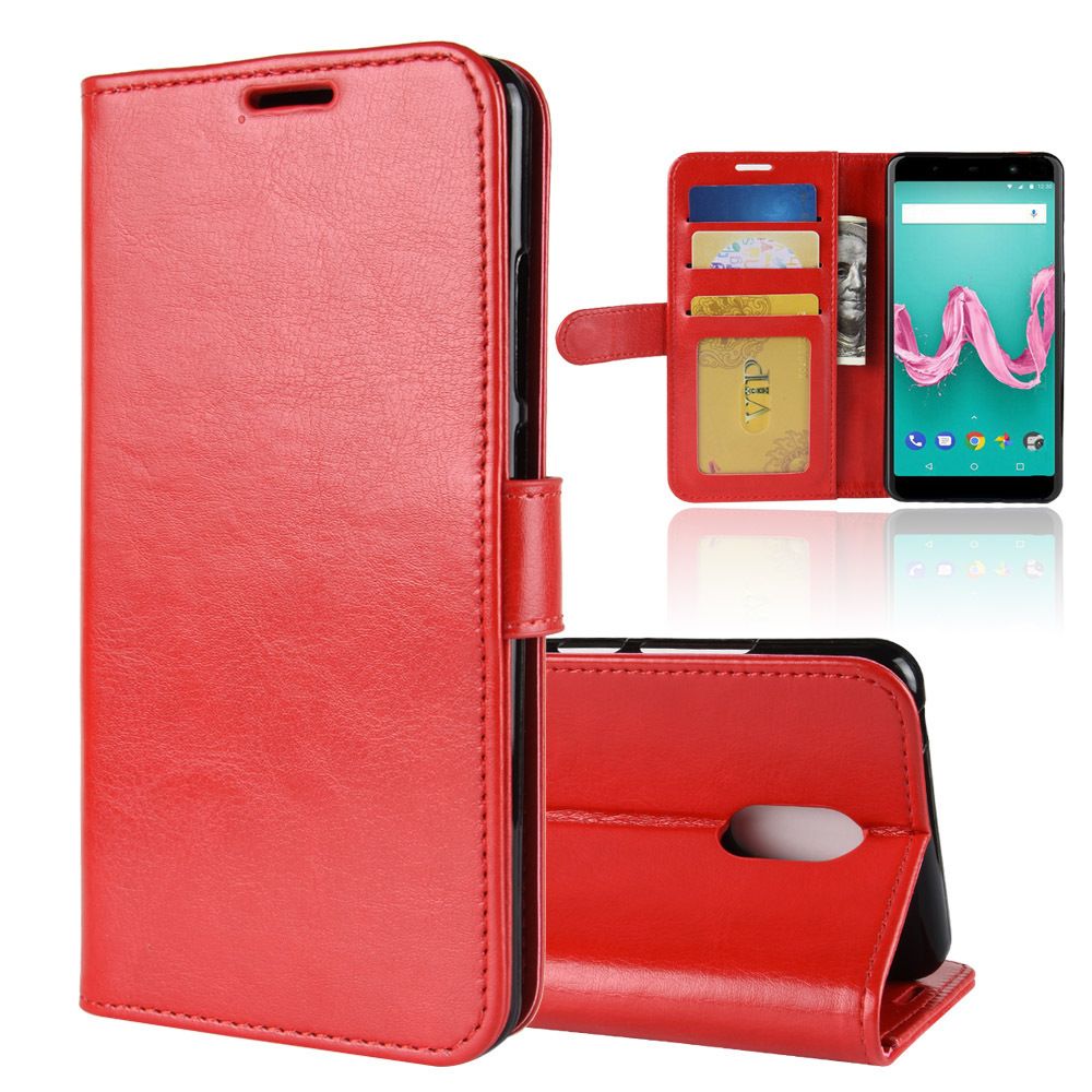 marque generique - Etui coque en cuir PU portefeuille multifonctionnel pour Wiko Harry 2 Rouge - Autres accessoires smartphone