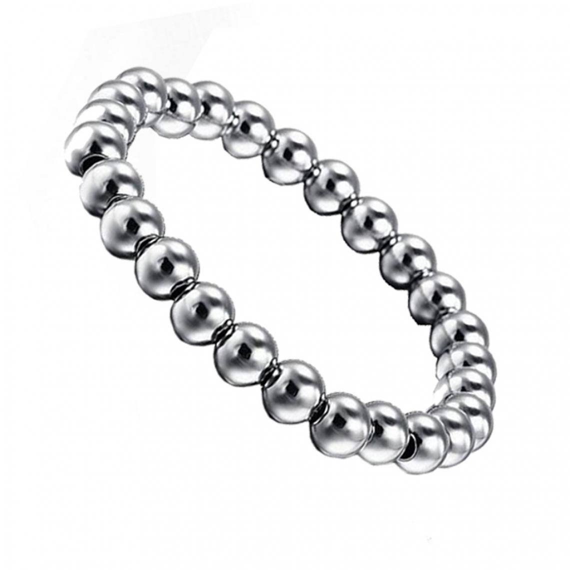 marque generique - Les Femmes 8mm Perles Rondes En Acier Inox Charme Bracelet élastique Bijoux Décoration en Argent - Bracelet connecté