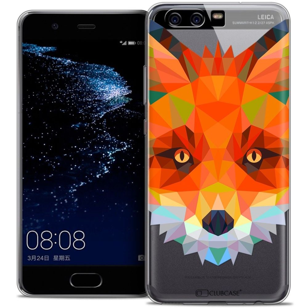 Caseink - Coque Housse Etui Huawei P10 [Crystal Gel HD Polygon Series Animal - Souple - Ultra Fin - Imprimé en France] Renard - Coque, étui smartphone