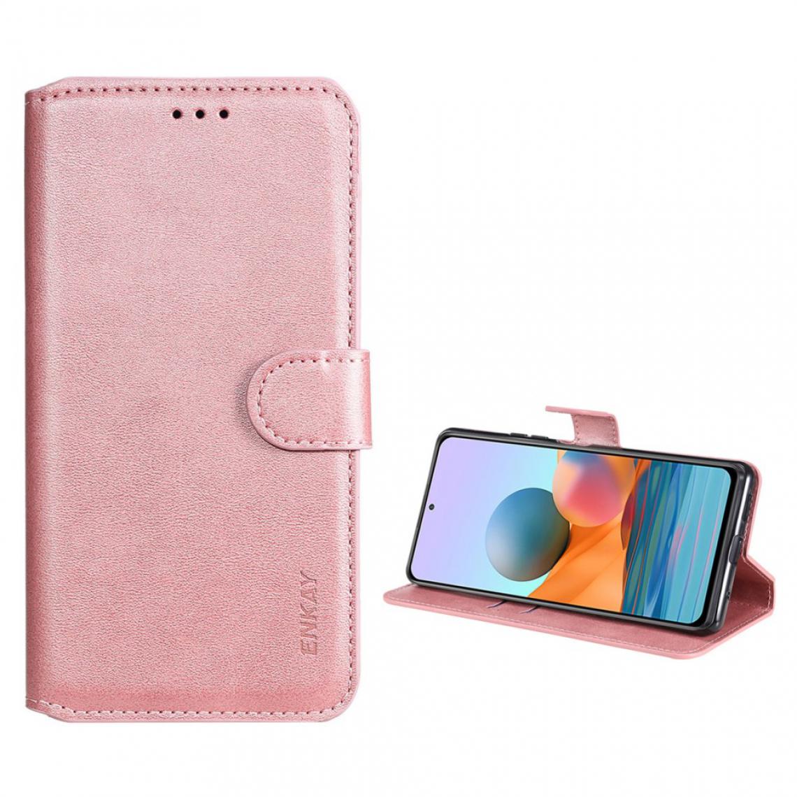 Enkay - Etui en PU + TPU Cadre avec support or rose pour votre Xiaomi Redmi Note 10 Pro Max/Redmi Note 10 Pro - Coque, étui smartphone