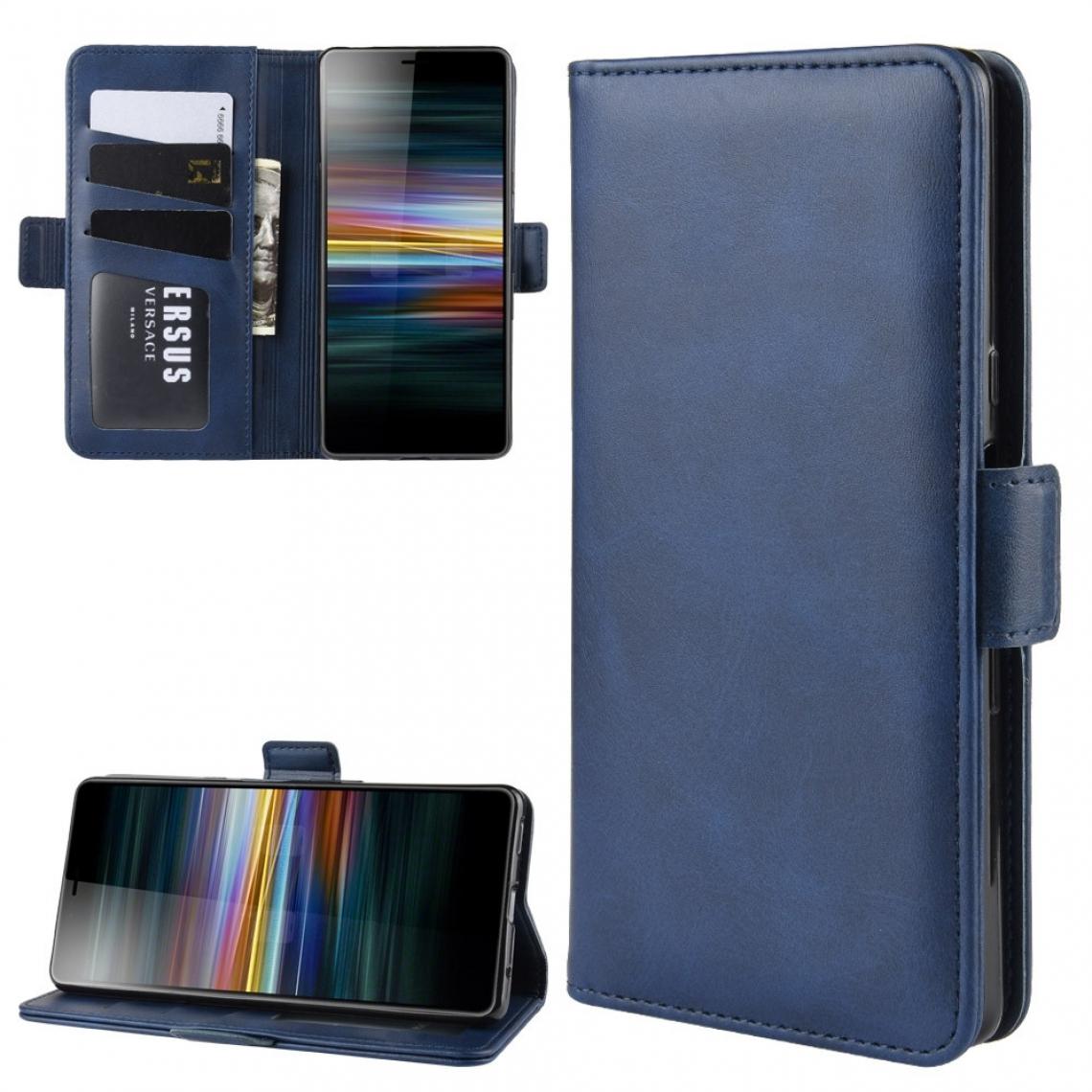 Wewoo - Housse Coque Etui portefeuille pour téléphone portable en cuir Sony Xperia L3avec fentes et porte-cartes bleu foncé - Coque, étui smartphone