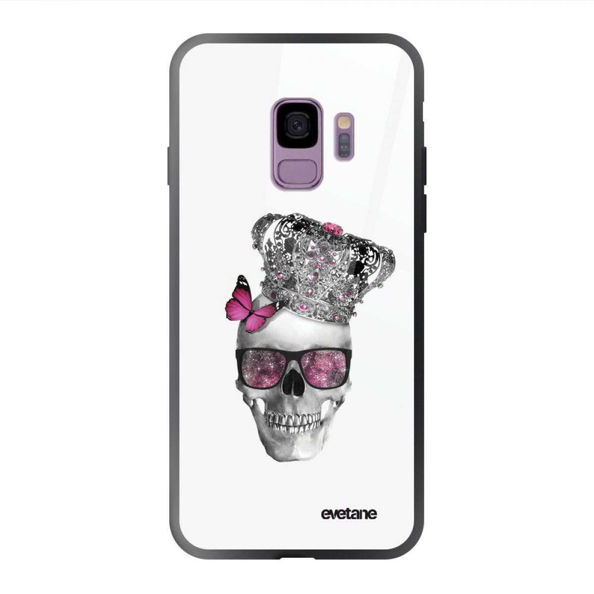 Evetane - Coque Galaxy S9 soft touch noir effet glossy Tête de mort couronn Design Evetane - Coque, étui smartphone