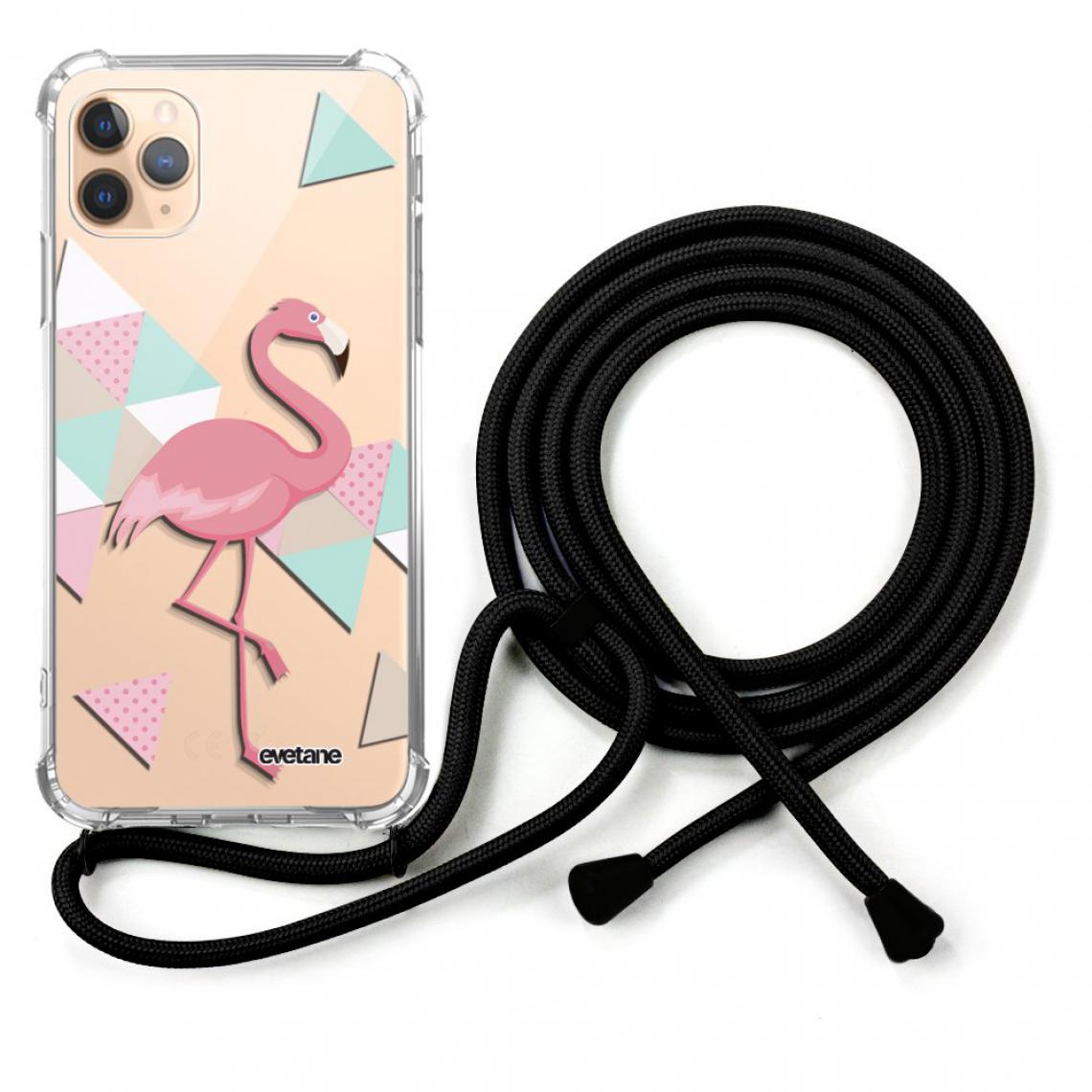 Evetane - Coque iPhone 11 Pro coque avec cordon transparente Flamant Rose Graphique - Coque, étui smartphone