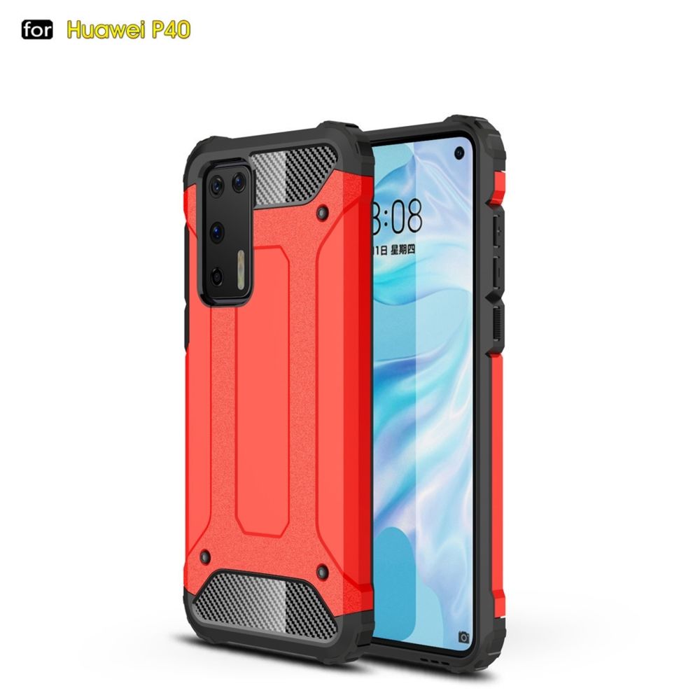 Wewoo - Coque renforcé Pour Huawei P40 TPU + PC Combination Case Red - Coque, étui smartphone
