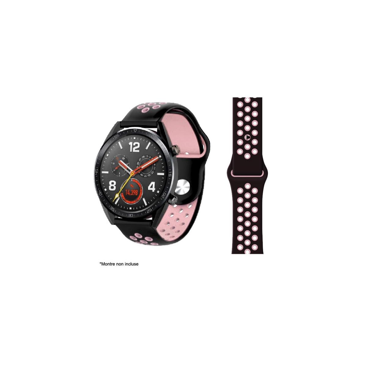 Ibroz - Ibroz Bracelet Samsung/Huawei Sport 22mm noir et rose - Accessoires montres connectées