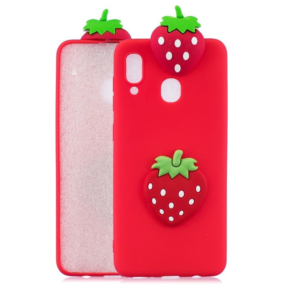 marque generique - Coque en TPU gel à motif 3D fraise pour votre Samsung Galaxy A30/A20 - Coque, étui smartphone