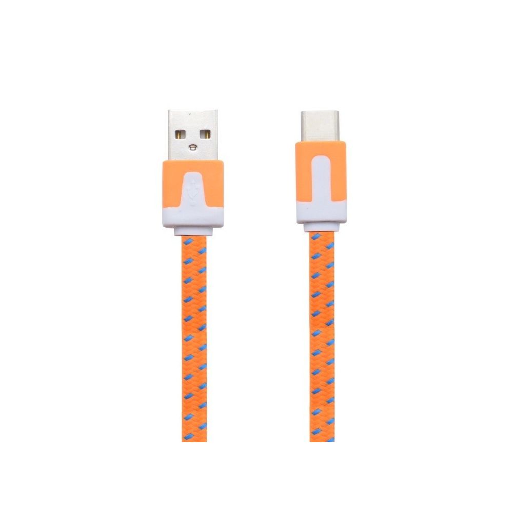 Shot - Cable Noodle Type C Pour LG Q7 Chargeur Android USB 1,5m Connecteur Tresse (ORANGE) - Chargeur secteur téléphone