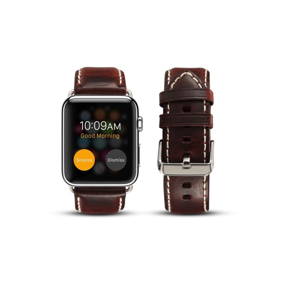 Wewoo - Pour Apple Watch Series 5 & 4 40mm / 3 & 2 & 1 38mm Oil Wax Retro Cowhide Strap Bracelet de montre rouge - Accessoires Apple Watch