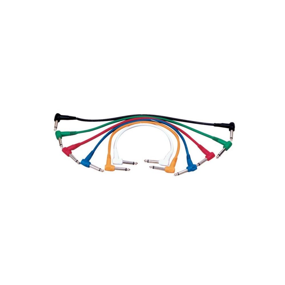 Yellow Cable - Câble jack-jack instrument 60cm (par 6) coudés - Yellow Câble P060C6 - Effets et périphériques