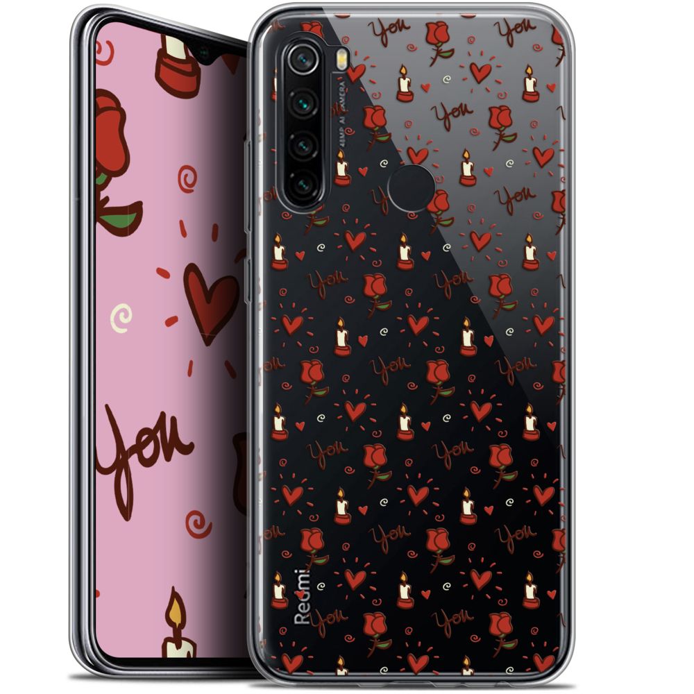 Caseink - Coque Pour Xiaomi Redmi Note 8 (6.3 ) [Gel HD Collection Love Saint Valentin Design Bougies et Roses - Souple - Ultra Fin - Imprimé en France] - Coque, étui smartphone