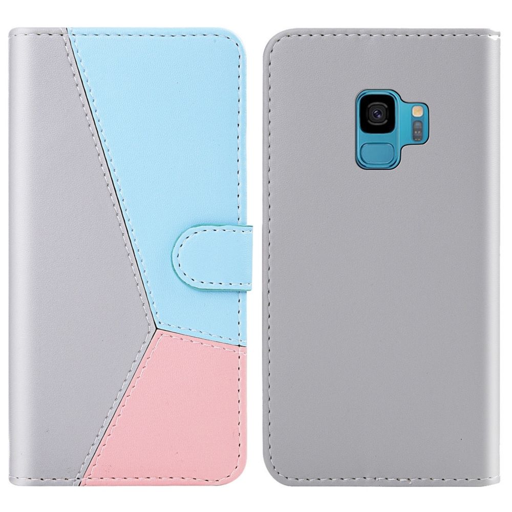 Wewoo - Coque Pour Galaxy S9 tricolore coutures horizontales Flip TPU + Etui en cuir avec titulaire et fentes cartes et portefeuille Gris - Coque, étui smartphone