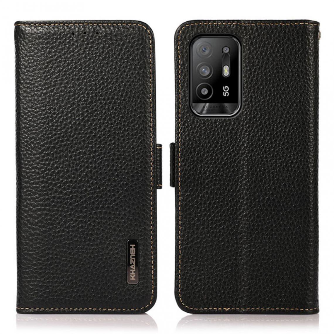 Other - Etui en cuir véritable Peau de litchi avec blocage RFID noir pour votre Oppo F19 Pro+ 5G/Reno5 Z/A94 5G - Coque, étui smartphone