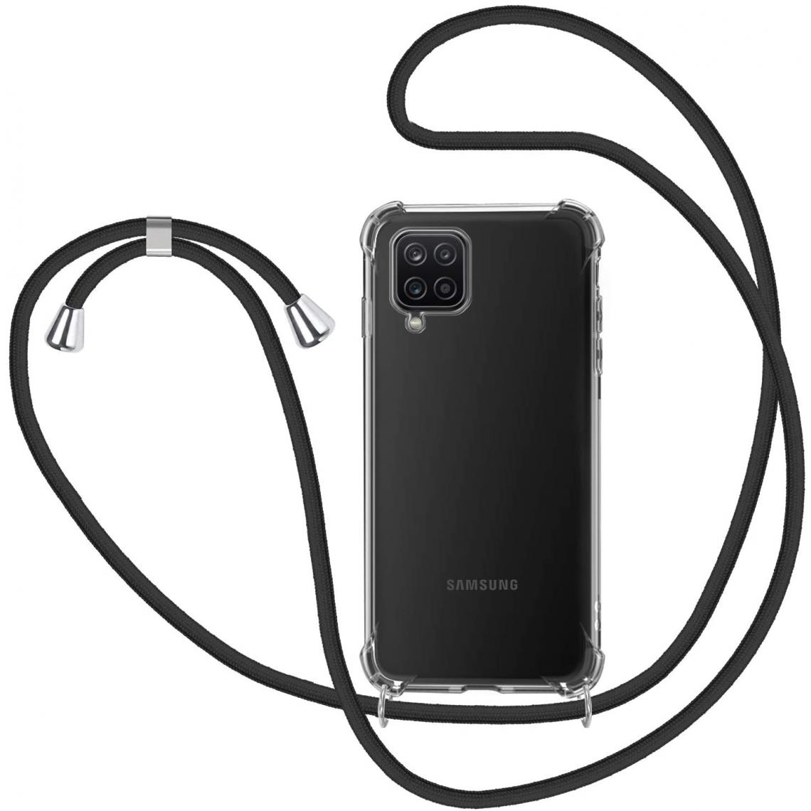 Shot - Coque avec Cordon pour "SAMSUNG Galaxy A12" Silicone Airbags Transparente (NOIR) - Coque, étui smartphone