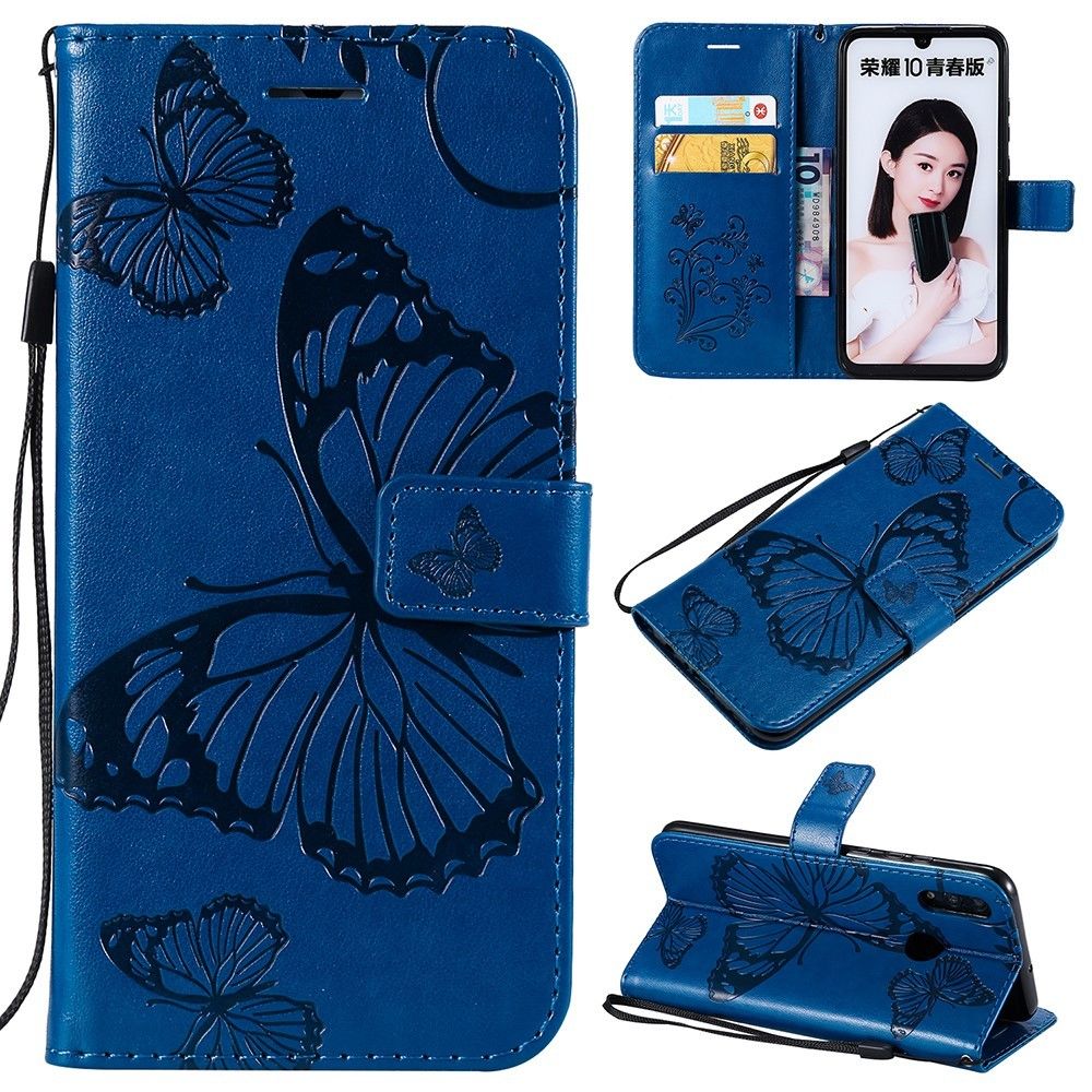 marque generique - Etui en PU volte-face papillon bleu pour votre Huawei Honor 10 Lite/P Smart (2019) - Autres accessoires smartphone