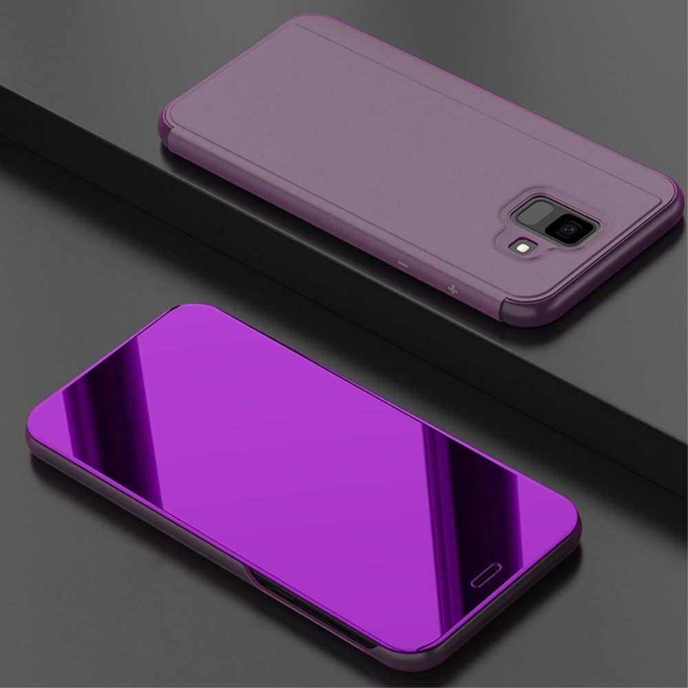 marque generique - Etui en PU fenêtre de surface de miroir violet clair pour votre Samsung Galaxy A6 (2018) - Autres accessoires smartphone