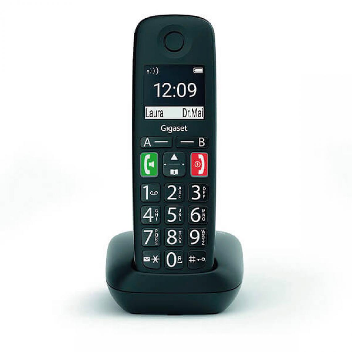 Gigaset - Téléphone sans fil Dect Gigaset E290 Noir - Téléphone fixe sans fil