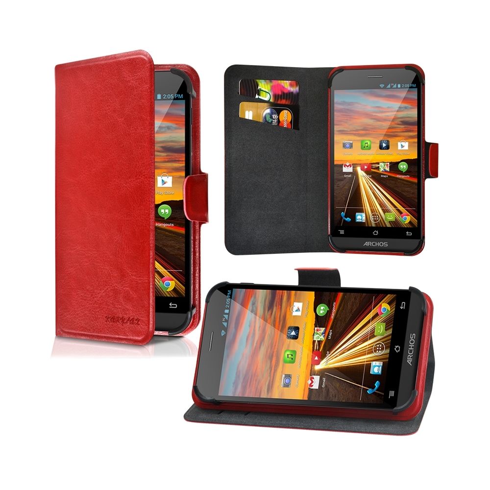 Karylax - Etui Universel Porte-Carte Fonction Support Couleur Rouge pour Archos 50c Oxygen - Autres accessoires smartphone