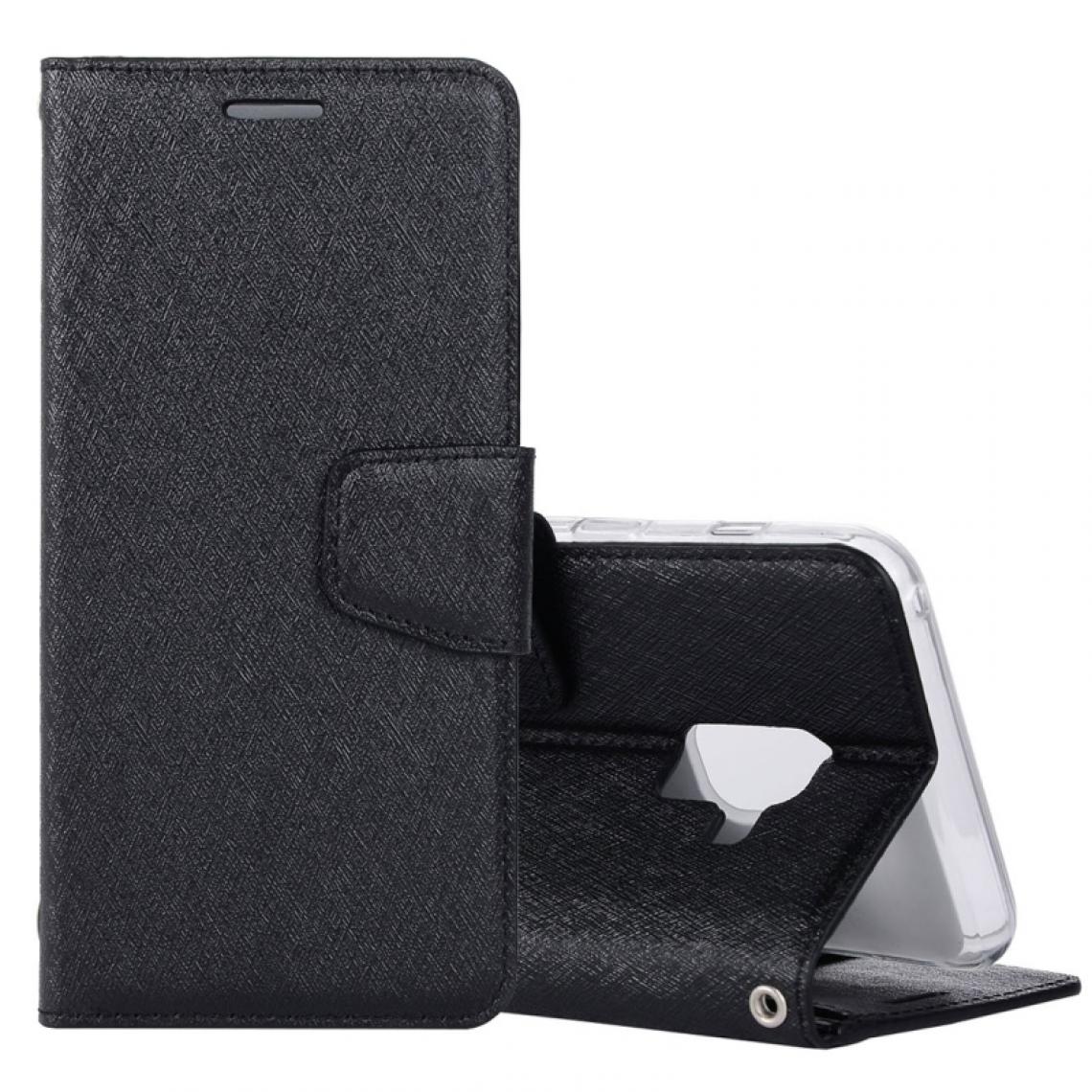 Wewoo - Housse Étui noir pour Samsung Galaxy A8 2018 Silk Texture Horizontal Flip en cuir avec titulaire et fentes cartes porte-monnaie cadre photo - Coque, étui smartphone