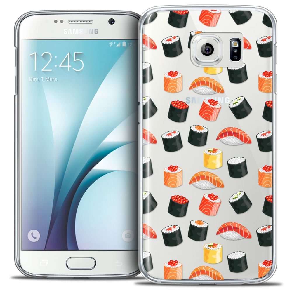 Caseink - Coque Housse Etui Samsung Galaxy S6 [Crystal HD Collection Foodie Design Sushi - Rigide - Ultra Fin - Imprimé en France] - Coque, étui smartphone