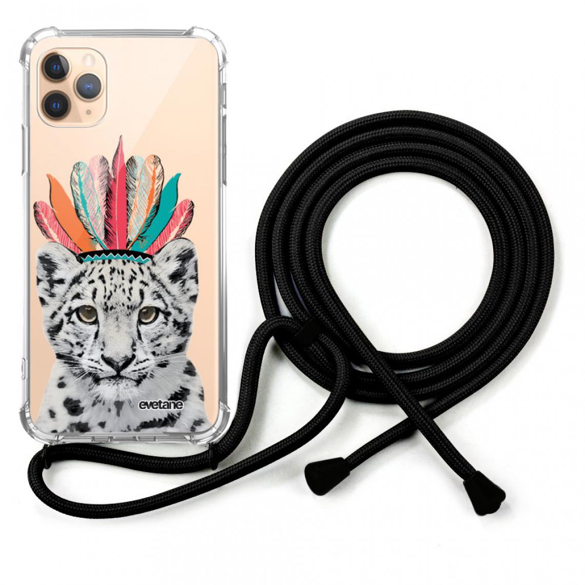 Evetane - Coque iPhone 11 Pro coque avec cordon transparente Léopard Indien - Coque, étui smartphone