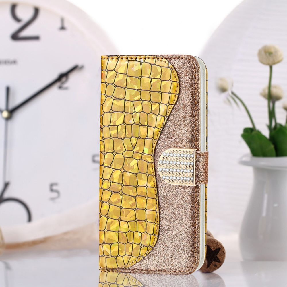 Wewoo - Coque Fashion Étui en cuir à rabat assorti à la texture crocodile avec fentes pour cartes et support Galaxy S9 or - Coque, étui smartphone
